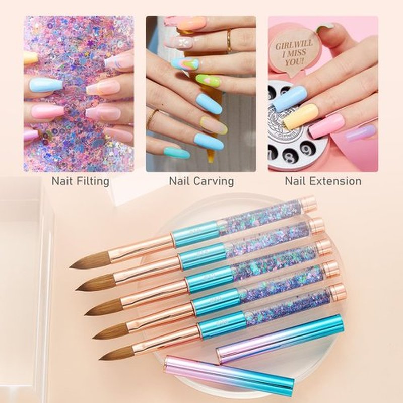 100% Kolinsky Acrylic Nail Brush- Size 12 Professional Nail Brush for Acrylic Application Acrylic Powder Brush for Nail Art DIY Home Salon Nail Manicure (Blue)