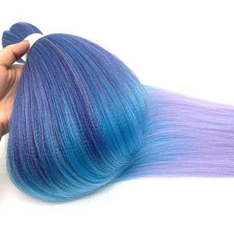 UPruyo Pre Stretched Braiding Hair Blue Purple Ombre Braiding Hair Pre Stretched Synthetic Hair Extensions for Braiding Box Braids Yaki Knotless Hypoallergenic Prestretched Braiding Hair 26 inch