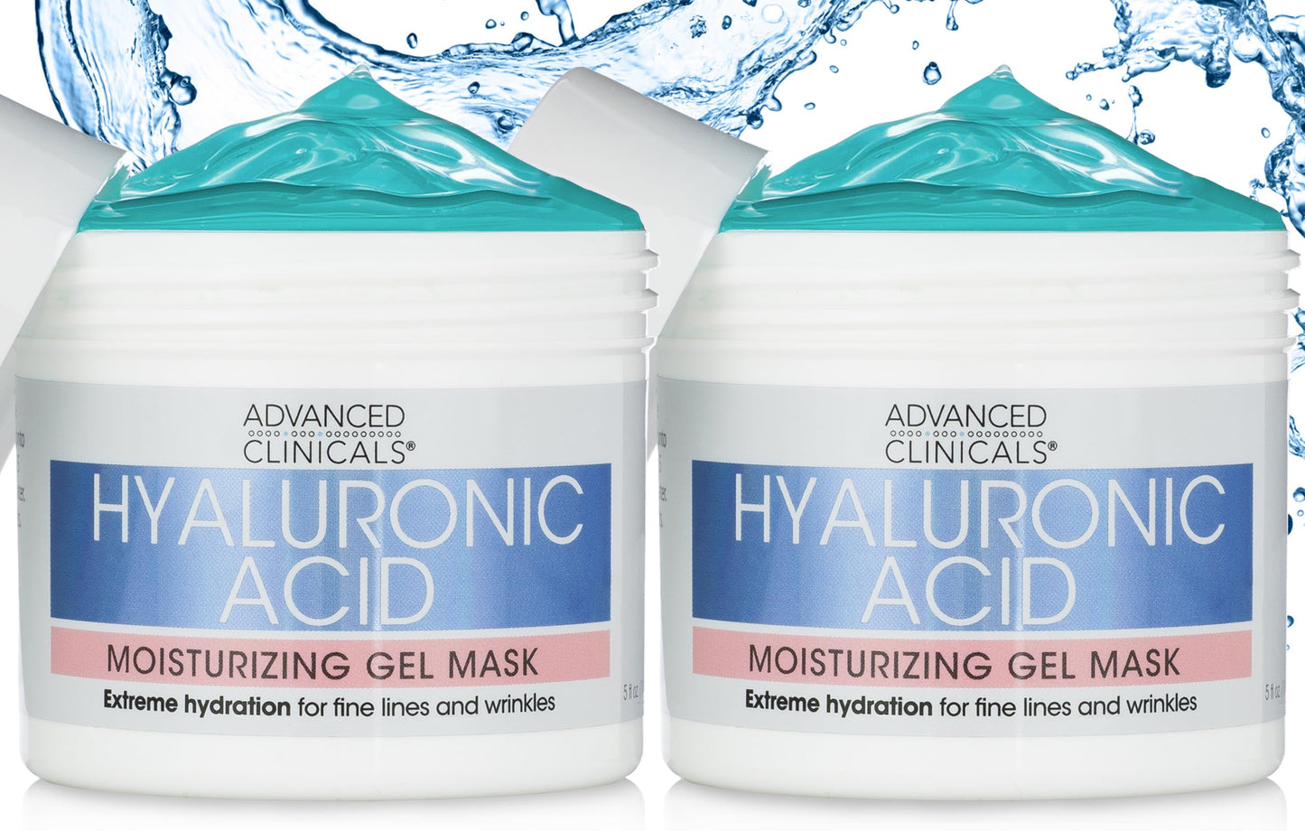 Advanced Clinicals Collagen Anti Aging Gel Mask W/Coconut Oil & Rosewater + Hyaluronic Acid Moisturizing Gel Mask W/Soothing Chamomile 2-Pack Skin Care Set. Hydrating Facial Skincare Mask Bundle