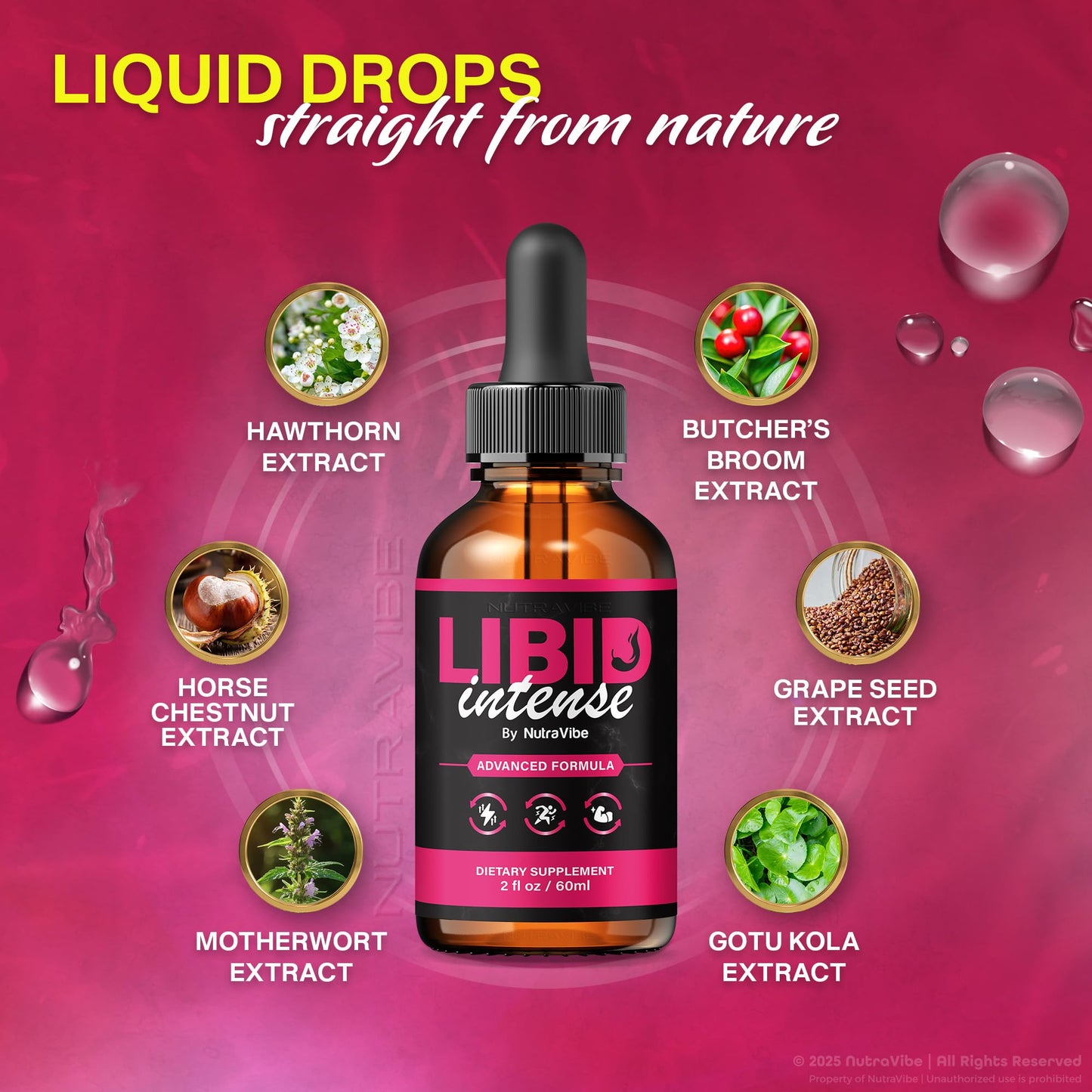 NutraVibe Libid Intense Drops – Official LibidIntense Daily Liquid Formula for Men with Natural Ingredients | Supports Stamina, Energy & Performance | Easy-to-Use Dropper (30 Servings)