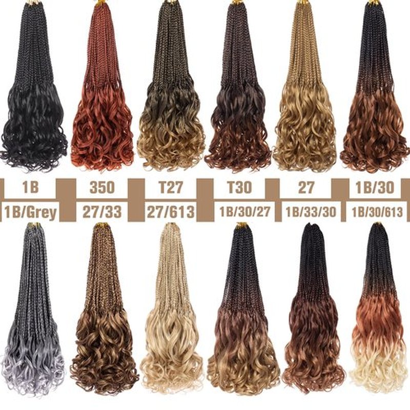 COOKOO 14 Inch French Curl Crochet Braids 9 Packs 135 Strands Goddess Box Braids Crochet Hair for Women Pre Looped Box Braids with Curly Ends Synthetic French Curl Braiding Hair Extensions 1B/30/27#