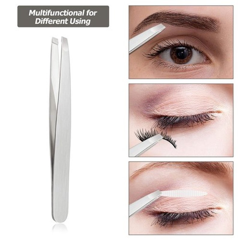 12 Pieces Eyebrow Tweezers Stainless Steel Slant Tip Tweezers Facial Hair Eyebrow Precision Tweezers for Men and Women(Silver)