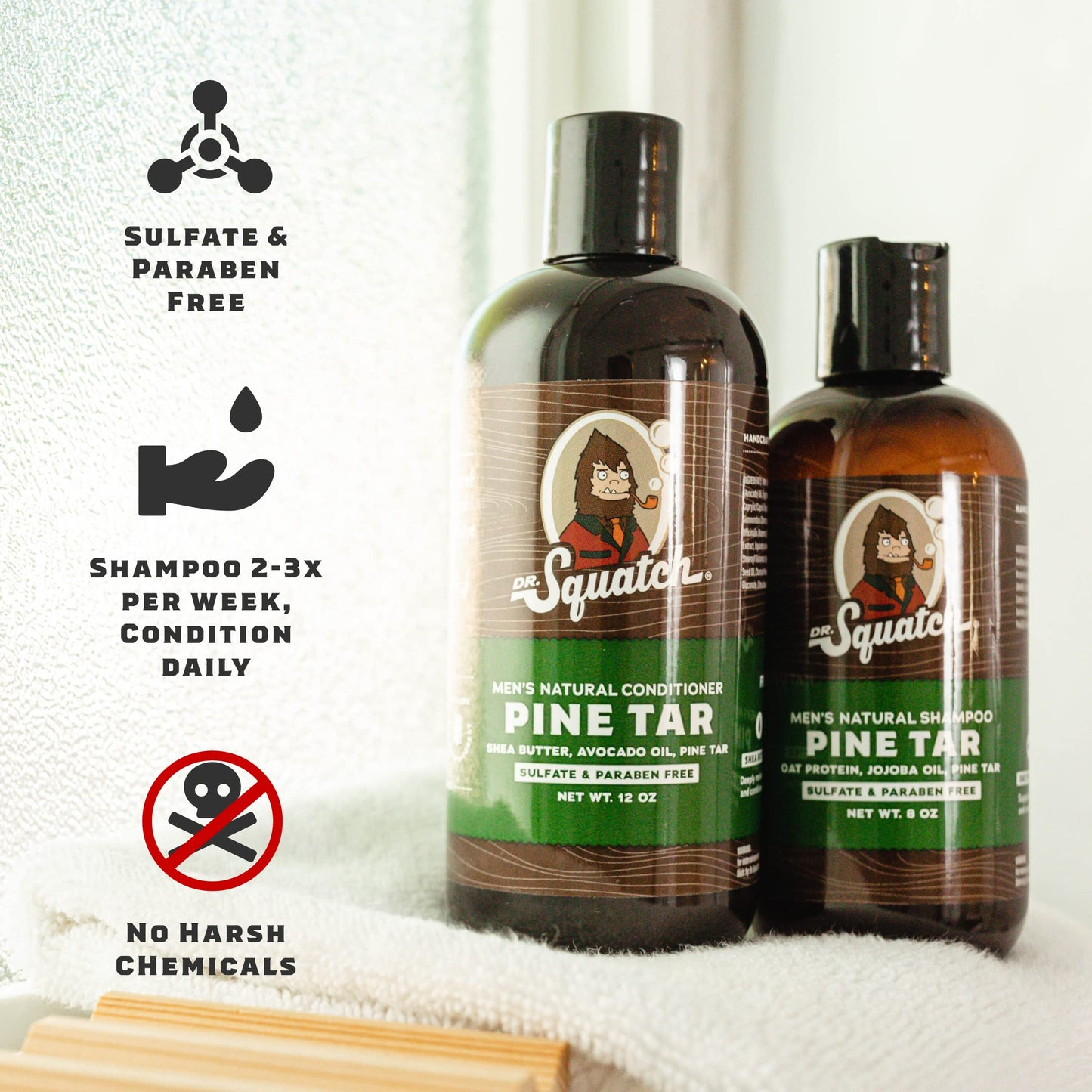 Dr. Squatch Men's Bar Soap Pack: Natural, Cool Fresh Aloe, Spearmint Basil, Eucalyptus Greek Yogurt Soaps, Fresh Falls Hair Care Shampoo and Conditioner