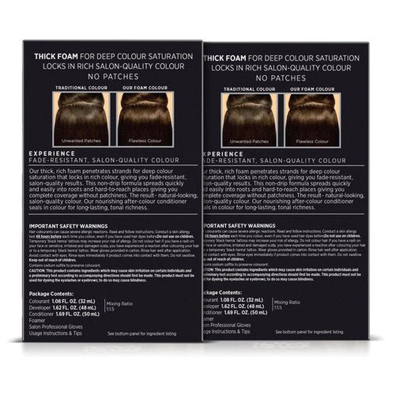 John Frieda Precision Foam Colour, Dark Natural Brown 4N, Full-coverage Hair Color Kit, Anti-Fade Gray Coverage, Deep Color Saturation Hair Dye, Pack of 2