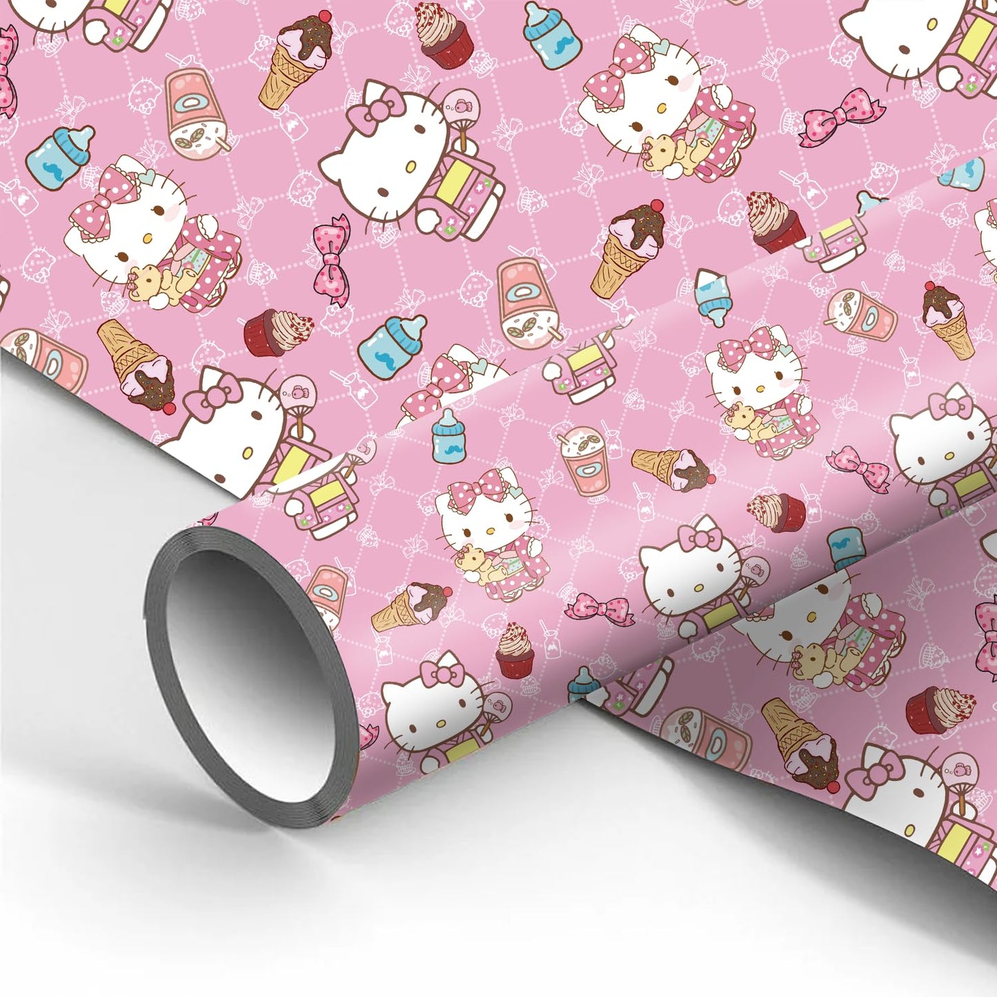 EYQQM Wrapping Paper 2 Rolls 118" x 17" Wrapping Paper Wrap Pack for Children's Birthday Party Storage Festive Decoration (Pink)