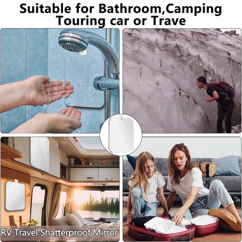 Shatterproof Shower Mirror for Shaving NO Hook (Small 2 Pack 6 x 4 Inch) 40% Cheaper Than The Original,Unbreakable Deluxe Plexiglass Makeup Mirror,Bathroom Wall Hanging,Portable Handheld Camping