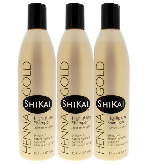 Henna Gold Highlighting Shampoo - Natural Shine & Body, Plant-Based Formula, 12.6 oz, Pack of 3
