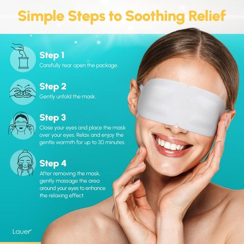 Heated Eye Steam Mask Dry Eyes Self Warm Compress Dark Circles Puffiness Treatment Warming Eye Mask for Relaxation & Moist Heat Therapy Fatigue, Stress, and Migraine 12 Pack 6 Aromas Home Spa Eye Pad