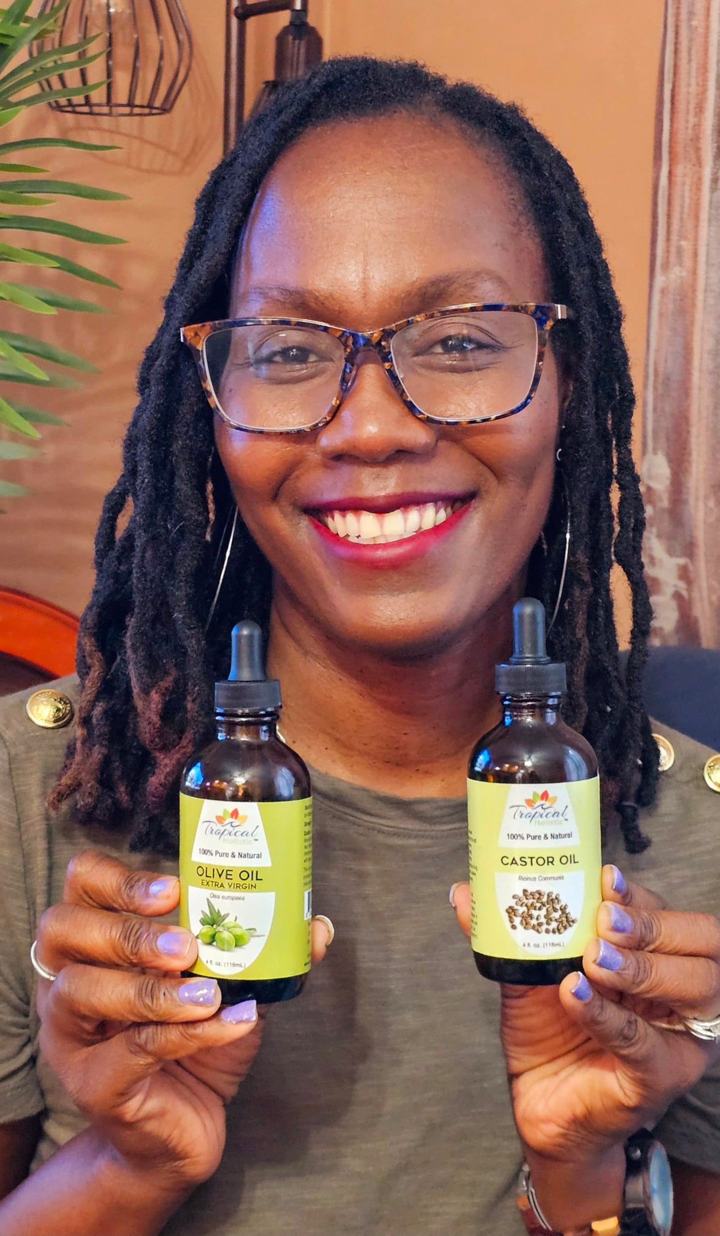 Tropical Holistic Olive Oil and Castor Oil Combo Set- Organic Carrier Mixing Oil for Skin, Hair for Dry Hair & Skin Moisturizer, 4oz