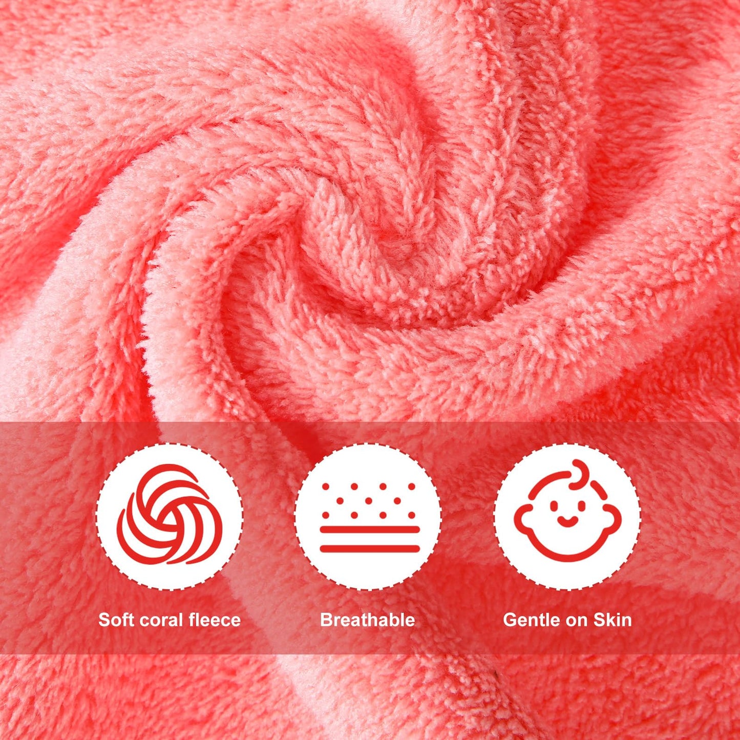 Syhood 12 Pack Face Towels 12 x 12 in Makeup Remover Cloths Reusable Soft Coral Velvet Microfiber Washcloths Highly Absorbent Quick Drying Wash Cloth for Bath, Spa, Facial(Pink Series)