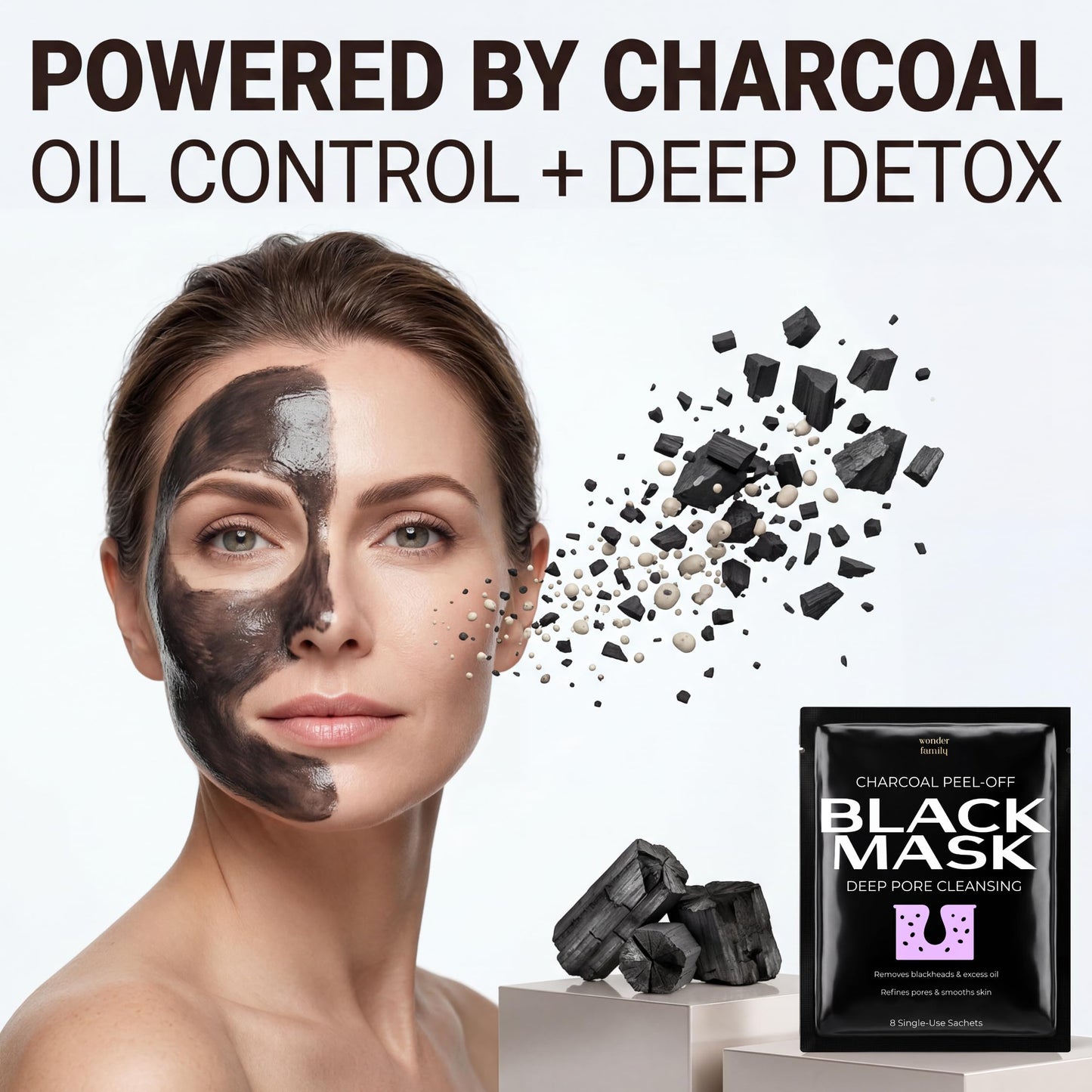 Black Mask Peel Off Face Mask with Activated Charcoal Powder – Korean Blackhead Remover Mask for Nose & Face, Pore Cleaner, Clay Mask & Strips Alternative, Face Mask Skincare for Men & Women, Gift Set