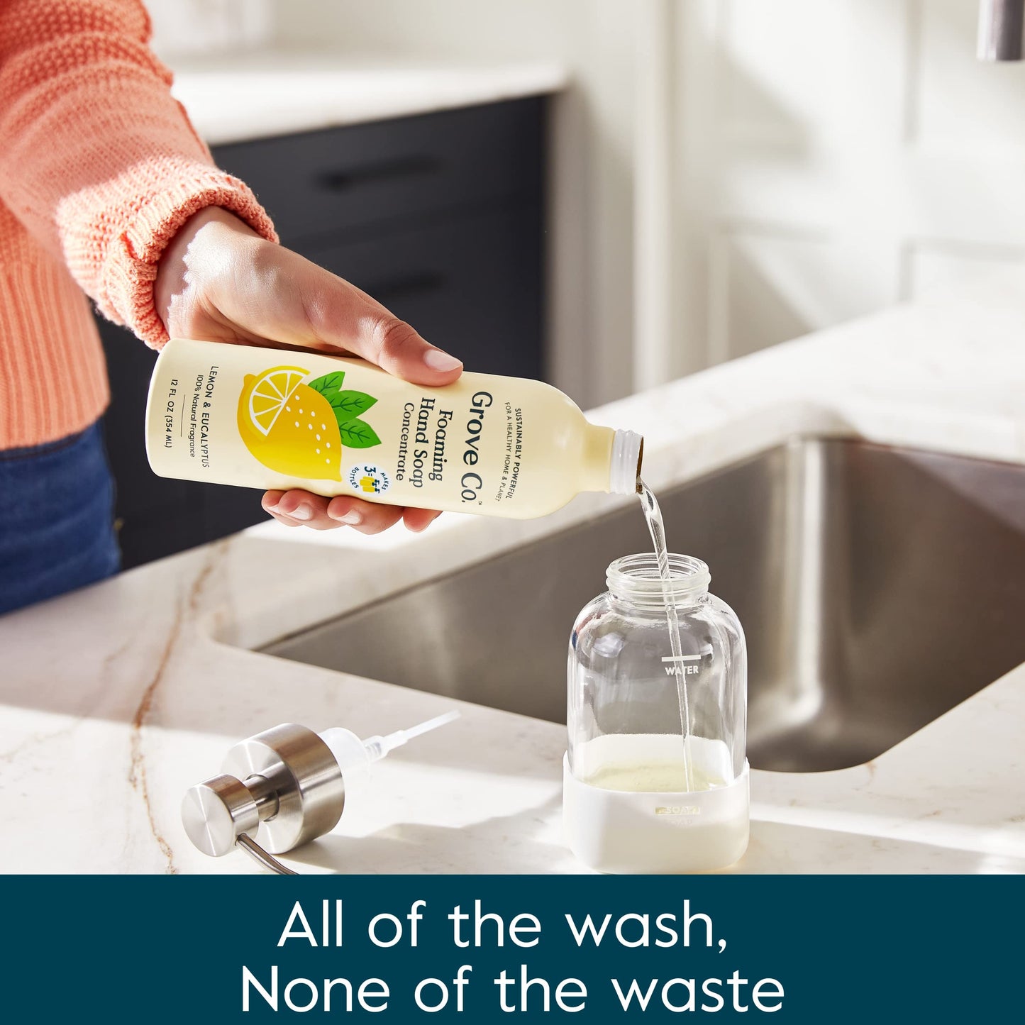 Grove Co. Foaming Hand Soap Refills, Lemon & Eucalyptus, 2 x 12 oz
