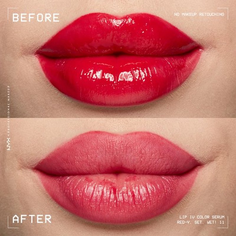 NYX PROFESSIONAL MAKEUP Lip IV Hydrating Gloss Serum, Lip Stain with 12HR Hydration - Red-y Set Wet (Red Lip Gloss)