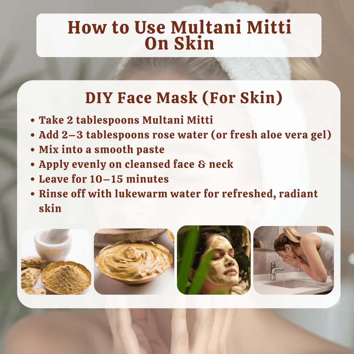 Exotic Veda Indian Healing Powder 100g | Natural Calcium Bentonite Clay & Multani Mitti | Face & Body Mask for Smooth, Radiant Skin | Pore Care, Oil Control, Hair & Scalp Care | Vegan & Cruelty-Free