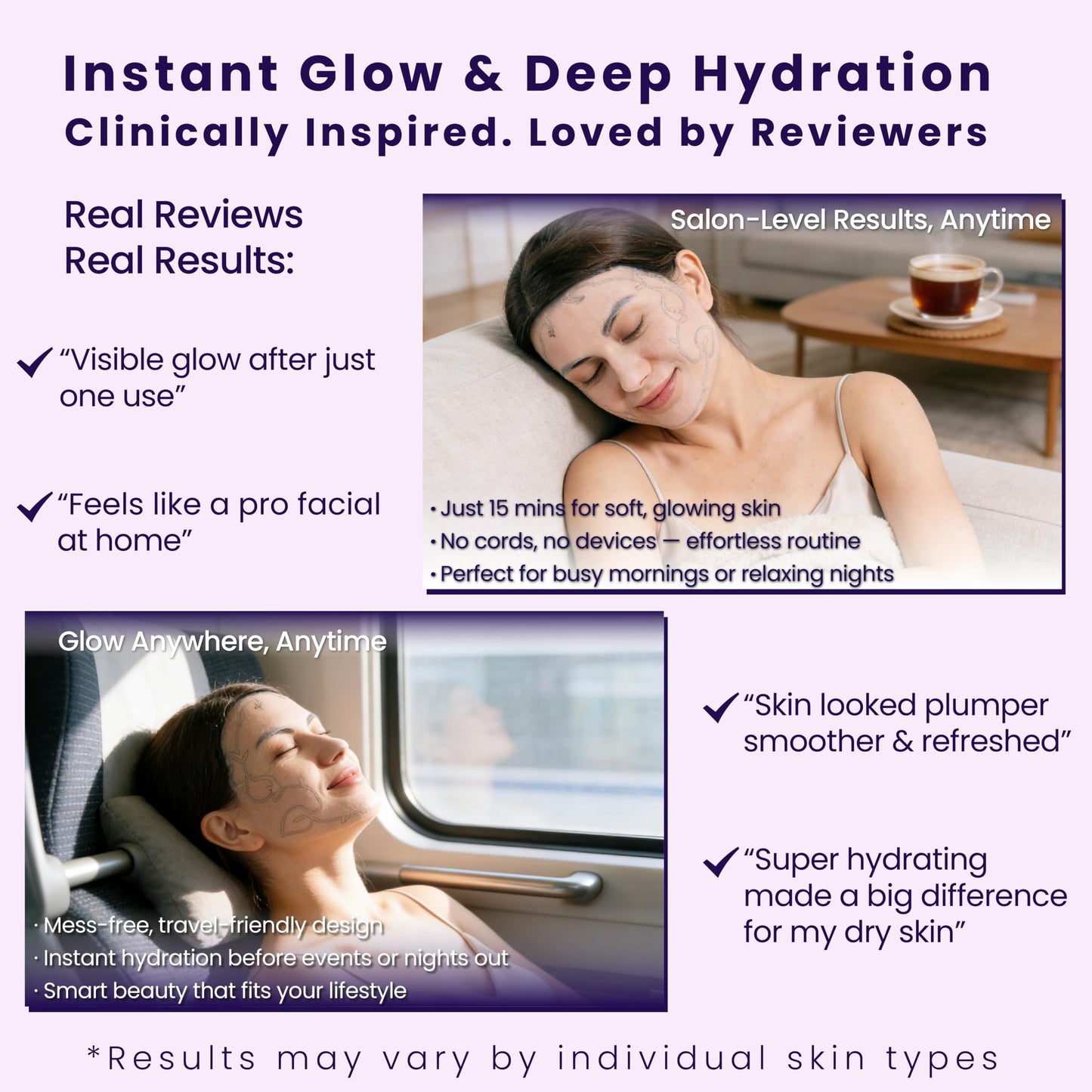 MicroYounger Microcurrent Self-Powered Facial Mask – Deep Hydrate, Anti-Aging, Enhance Absorption & Boost Collagen with Ectoin, Niacinamide & Hyaluronic Acid, All Skin Types & Home Spa Use – 5 Pack