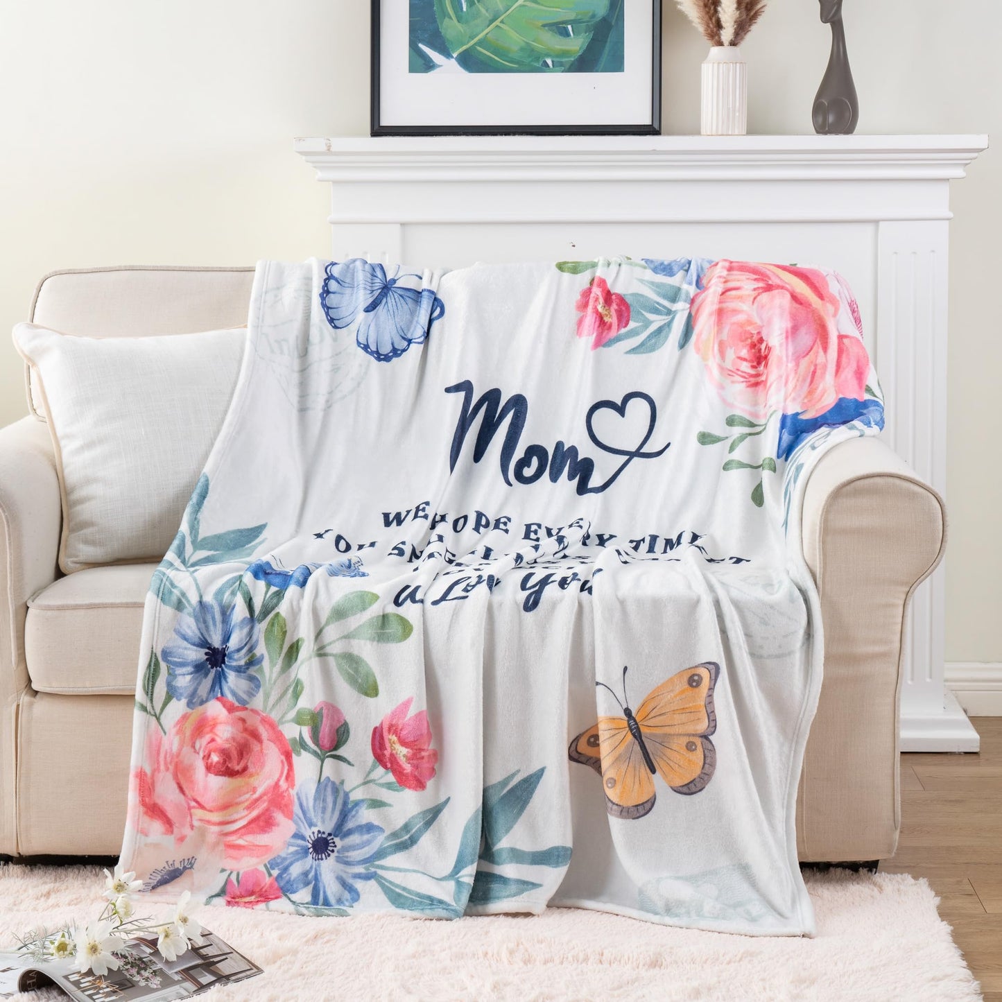 Battilo Mom Blanket, to My Mom Gifts Blankets, Mother Day Blankets Gifts from Daughter Son, Super Soft Flannel Throw Blanket for Bed Couch Mom Day Birthday Gifts(50 x 60 in)