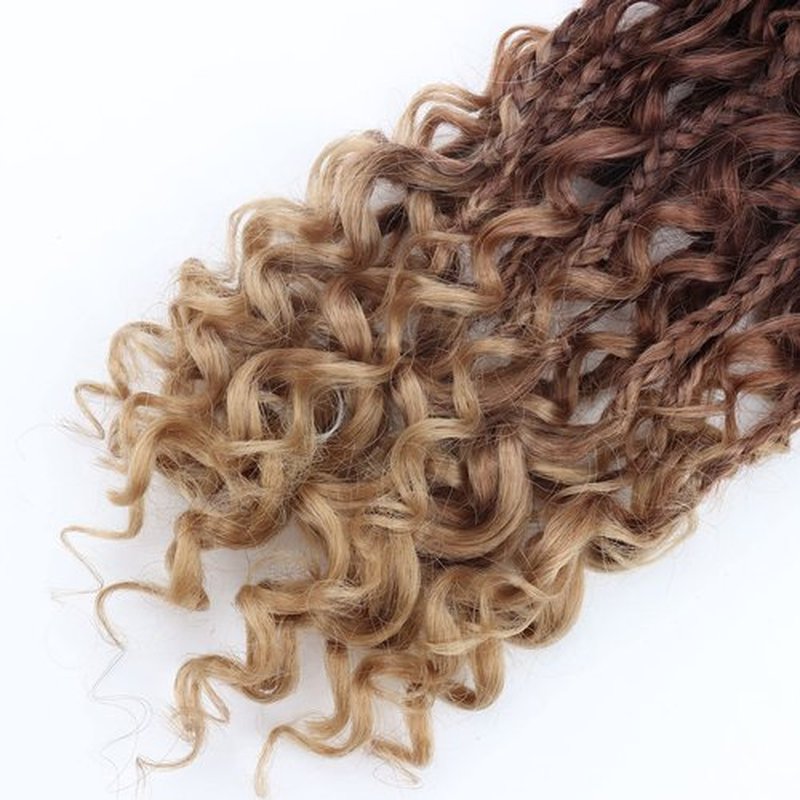 LMZIM 14 Inch Goddess Box Braids Crochet Hair Bohomian Crochet Box Braids Curly Ends 8 Pack 3X Crochet Braids Synthetic Braiding Hair Extension (14inch, 53#)