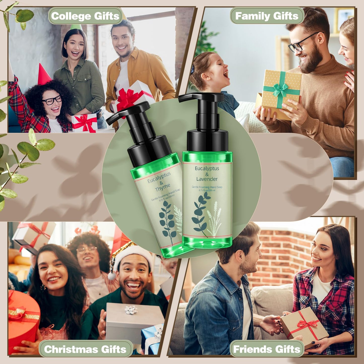 Swiffen Foaming Hand Soap with Pump Care Moisturizing Liquid Fresh Flavor Foam Hand Wash Employee Appreciation Gift for Kitchen Bathroom Family Teacher Doctor 8.75 Fl oz (Christmas)