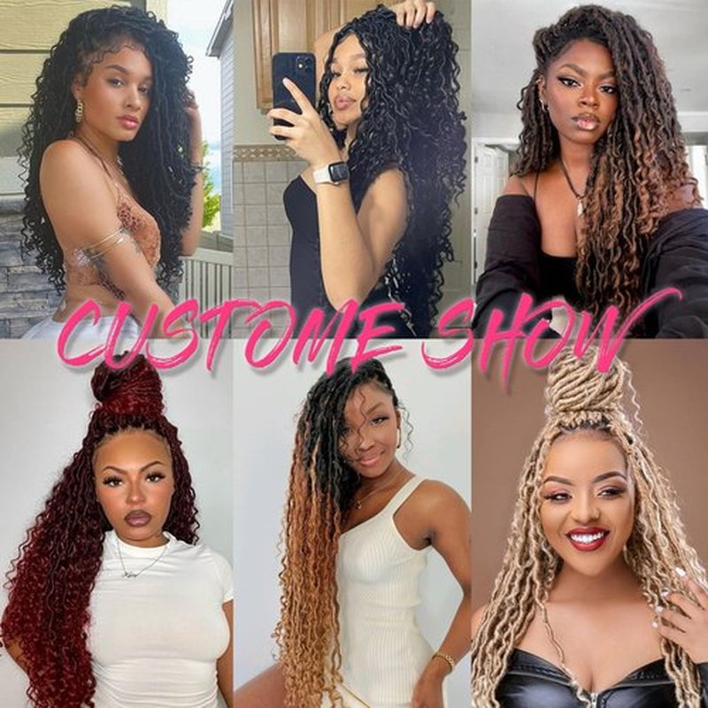 RuiYok 8 Packs Goddess Locs Crochet Hair 12 Inch Short Faux Locs Crochet Hair with Curls Pre-looped Boho Locs Crochet Braids for Black Women Synthetic Crochet Soft Locs Braiding Hair Extensions 1B