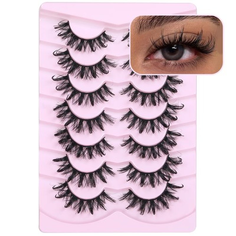 Lashes Wispy False Eyelashes Natural Fairy Fake Eyelashes Cat Eye Lashes Mink Long Strip Eyelashes Doll Manga Lashes 7 Pairs C Curl Lashes Pack by ALICROWN