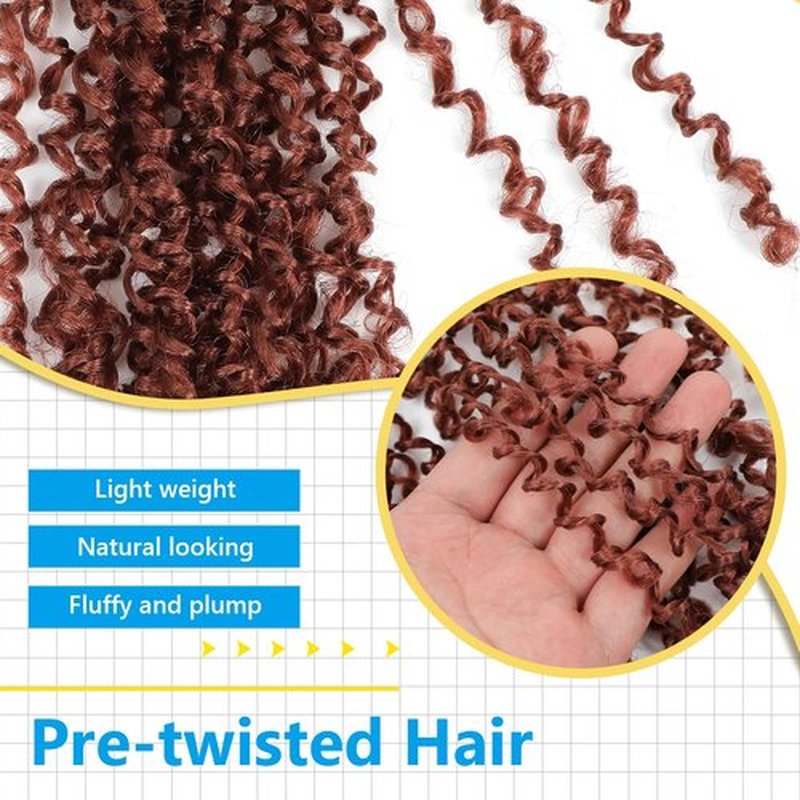 Passion Twsit Hair 8 Inch - 350# Yankee Twist Crochet Hair 10Packs Passion Twist Braiding Hair Prelooped Mini Spring Twist Crochet Hair for Black Women(8 Inch,350#)