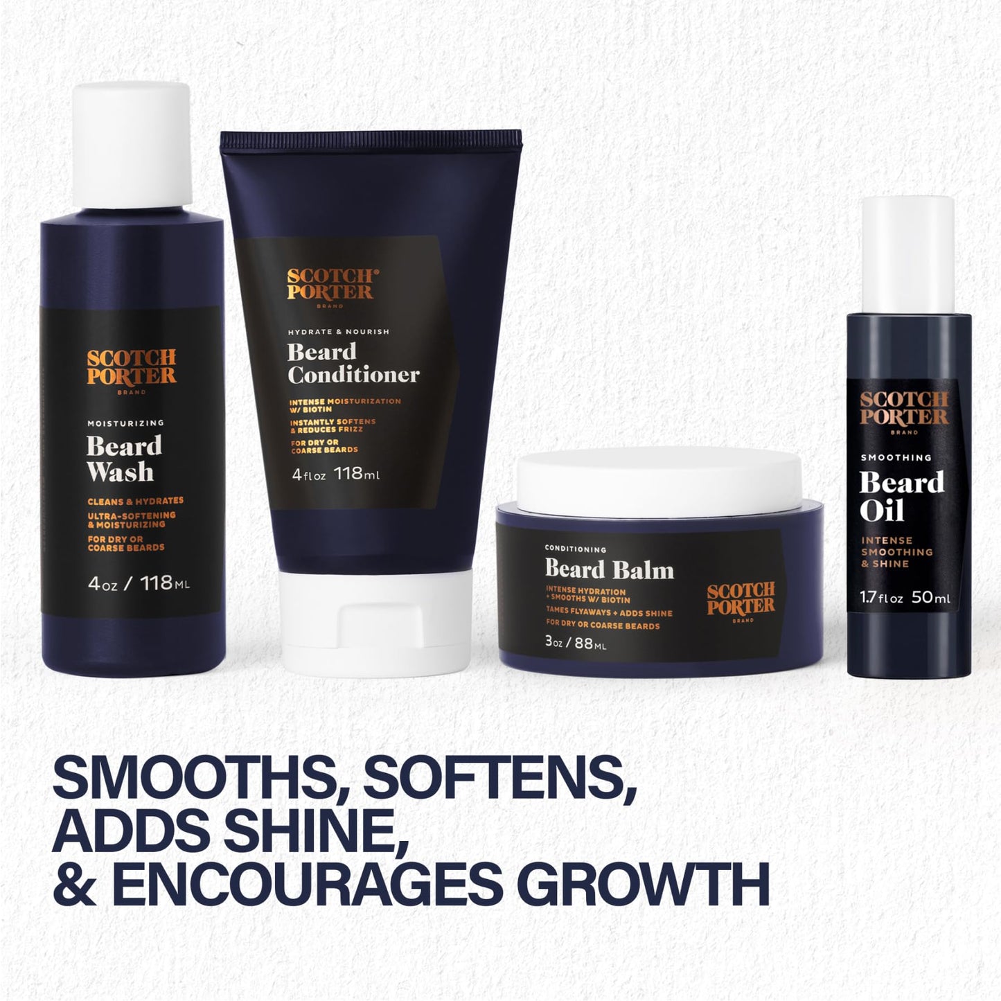 Scotch Porter Beard Care Kit – Beard Wash, Conditioner, Balm, Oil & Brush