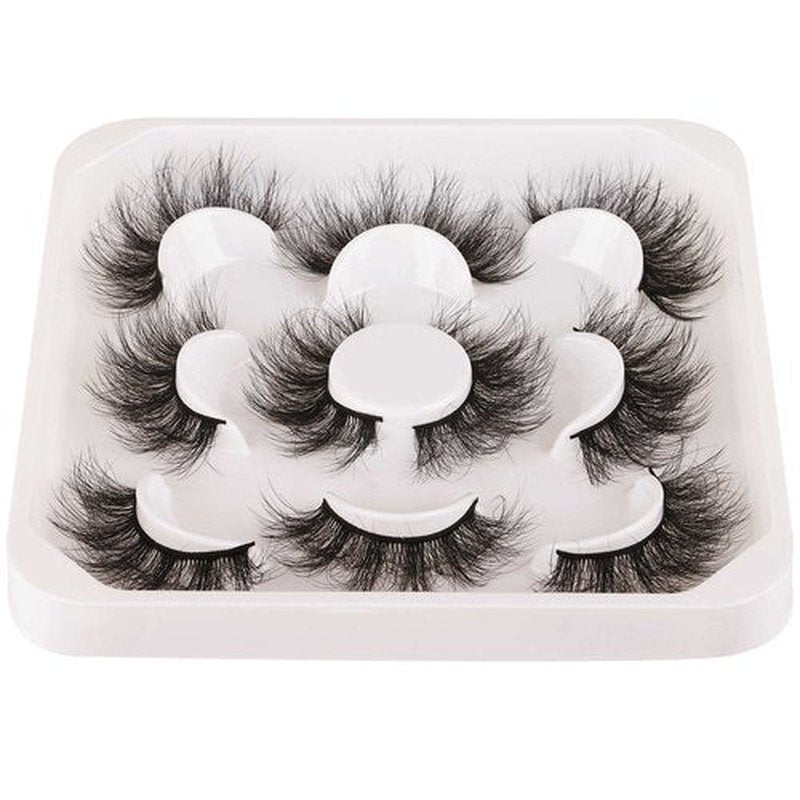 JIMIRE Flare Mink Lashes Fluffy Wispy False Lashes Pack Fluttery 10D Multi-dimensional Volume False Eyelashes 5 Pairs