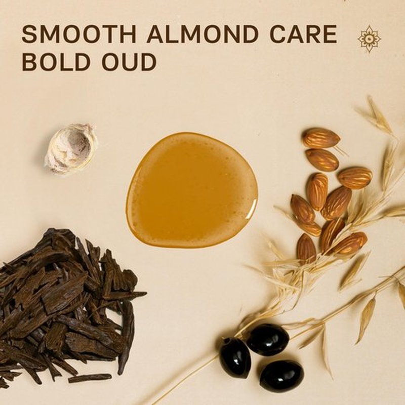 AUTHENTIC BATH & SOAP All Natural - Oud & Organic Sweet Almond Oil Mens Body Wash - with Vitamin E & Hyaluronic Acid, Moisturizing, Gentle Cleansing Shower Oil for Men, Cruelty Free & Vegan 16.9 Fl Oz