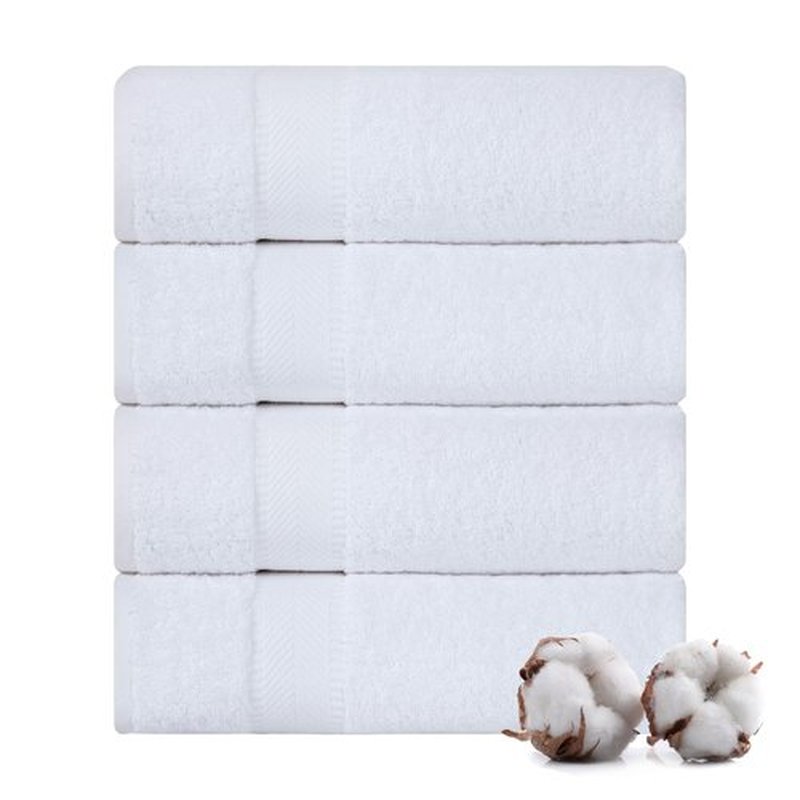 TEXTILOM Bath Towel Set – Hotel and Spa Quality & Soft & Absorbent & Quick Dry Bath Towels for Bathroom – 100% Turkish Cotton Bathroom Towels Set of 4 (27 x 54 inches)- White