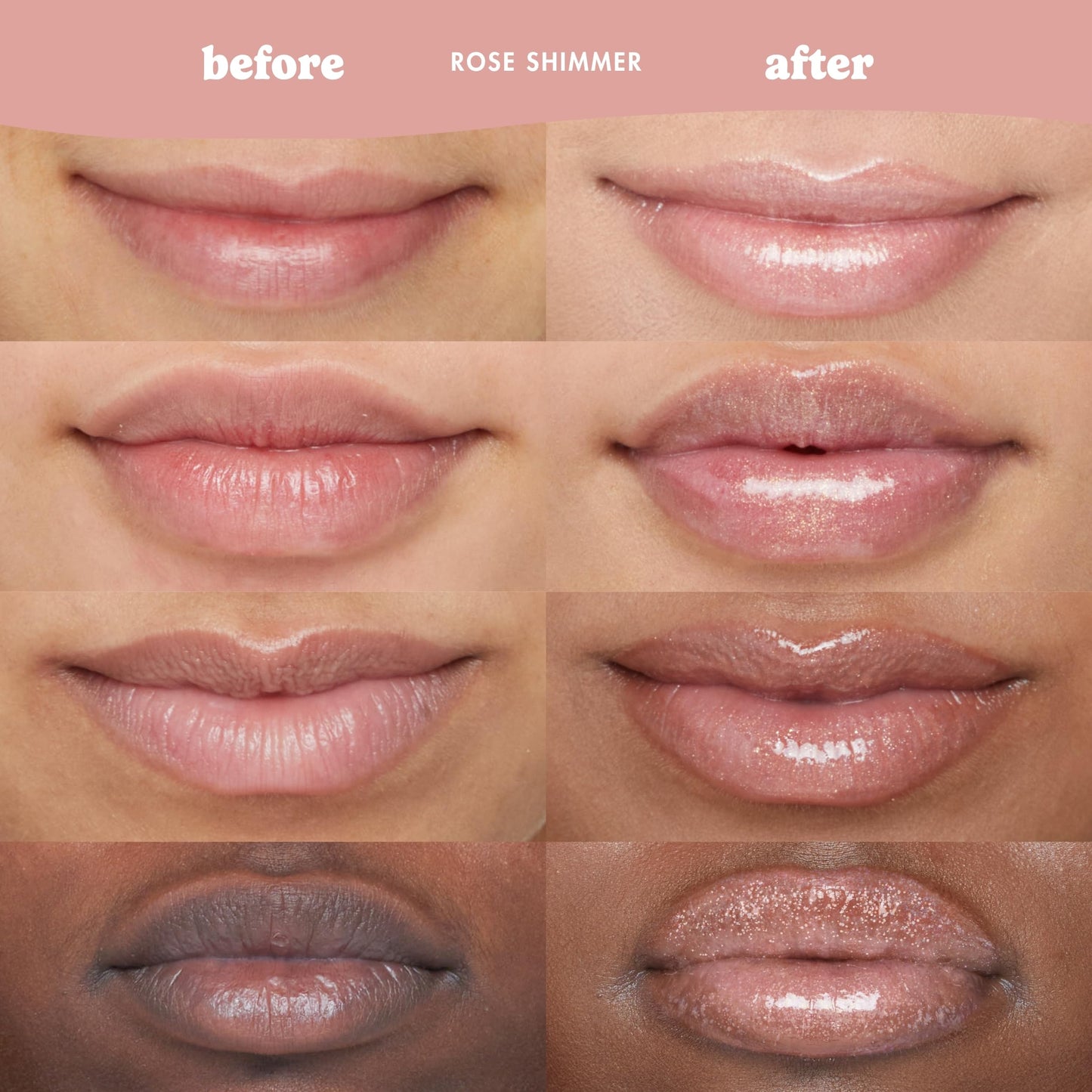 ESW Beauty Rose Sugar Smoothie Shimmer Lip Treatment – Soft Rose & Sweet Sugar with Shea Butter & Vitamin E for Luminous Shine & Daily Protection