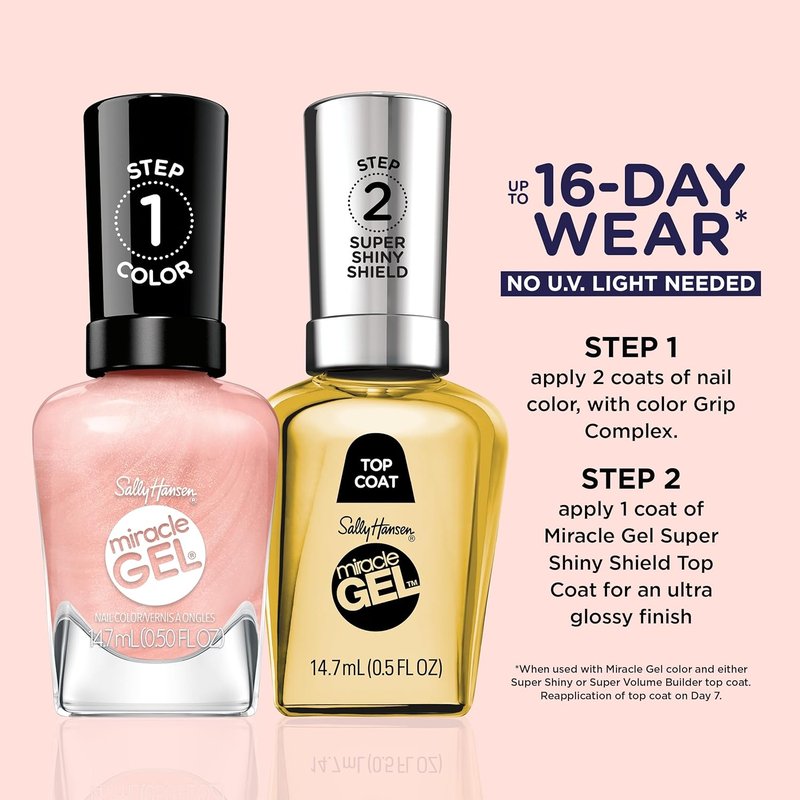 Sally Hansen Miracle Gel Nail Polish - Supercharged Pinks, Long-Lasting Fuchsia Color | 315 Tough Love