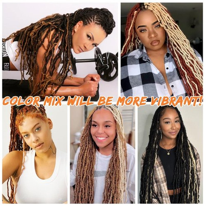 Ombre Crochet Hair 10 Inch 7 Packs Faux Locs Short Soft Locs Crochet Hair Pre Looped Crochet Locs Hair Extensions For Women(10inch,7packs,1B/BUG)