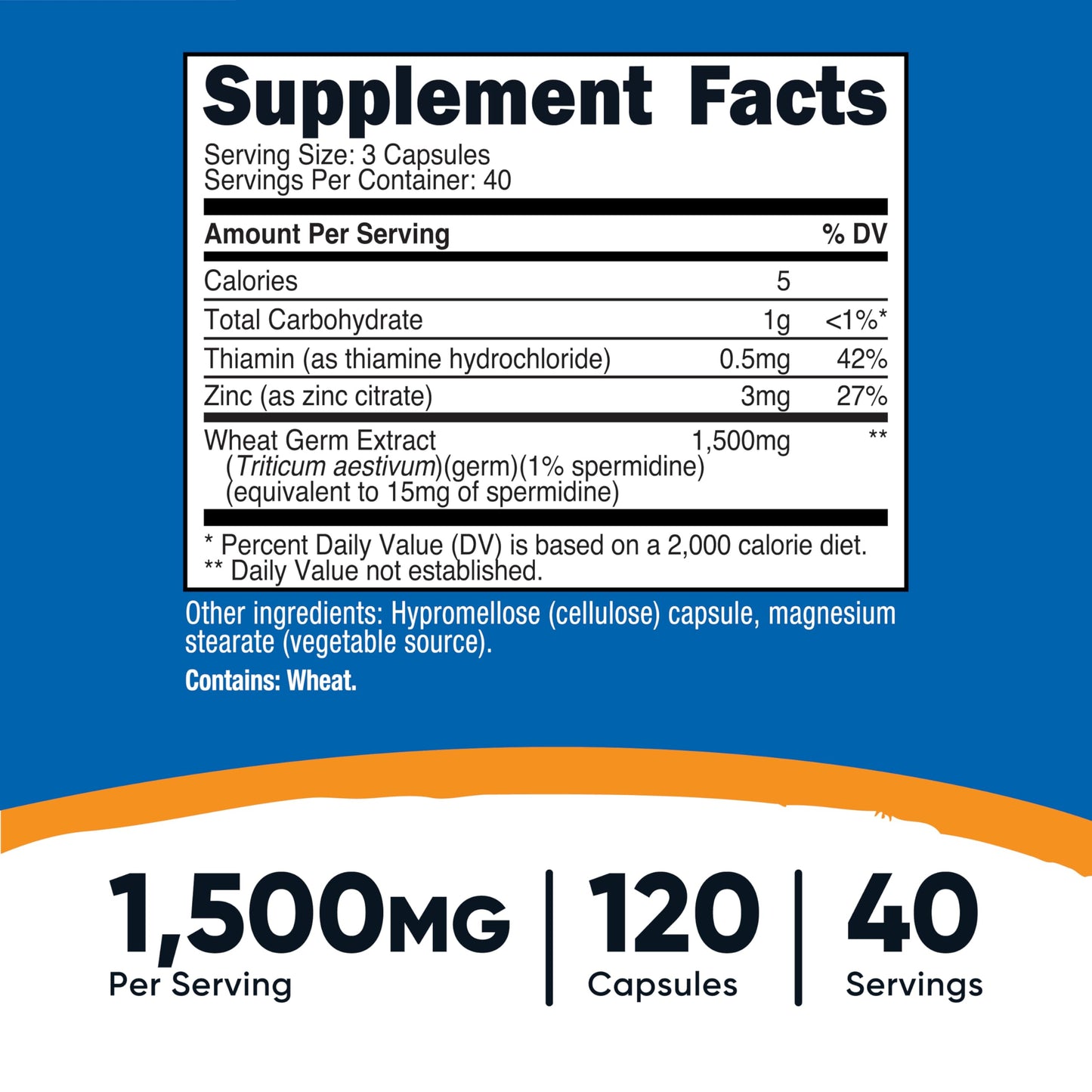 Nutricost Spermidine Wheat Germ Extract 120 Capsules for 40 Servings