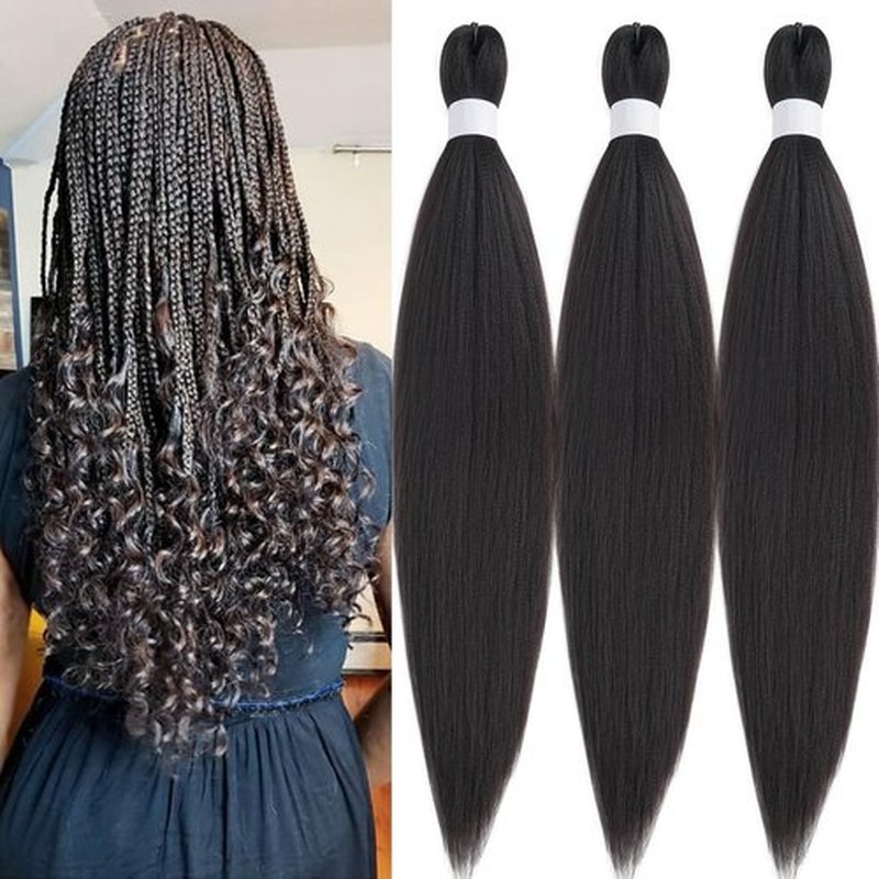 UPruyo Pre Stretched Braiding Hair Brown Color 2 Braiding Hair Pre Stretched Synthetic Hair Extensions for Braiding Box Braids Yaki Knotless Hypoallergenic Prestretched Braiding Hair 26 inch