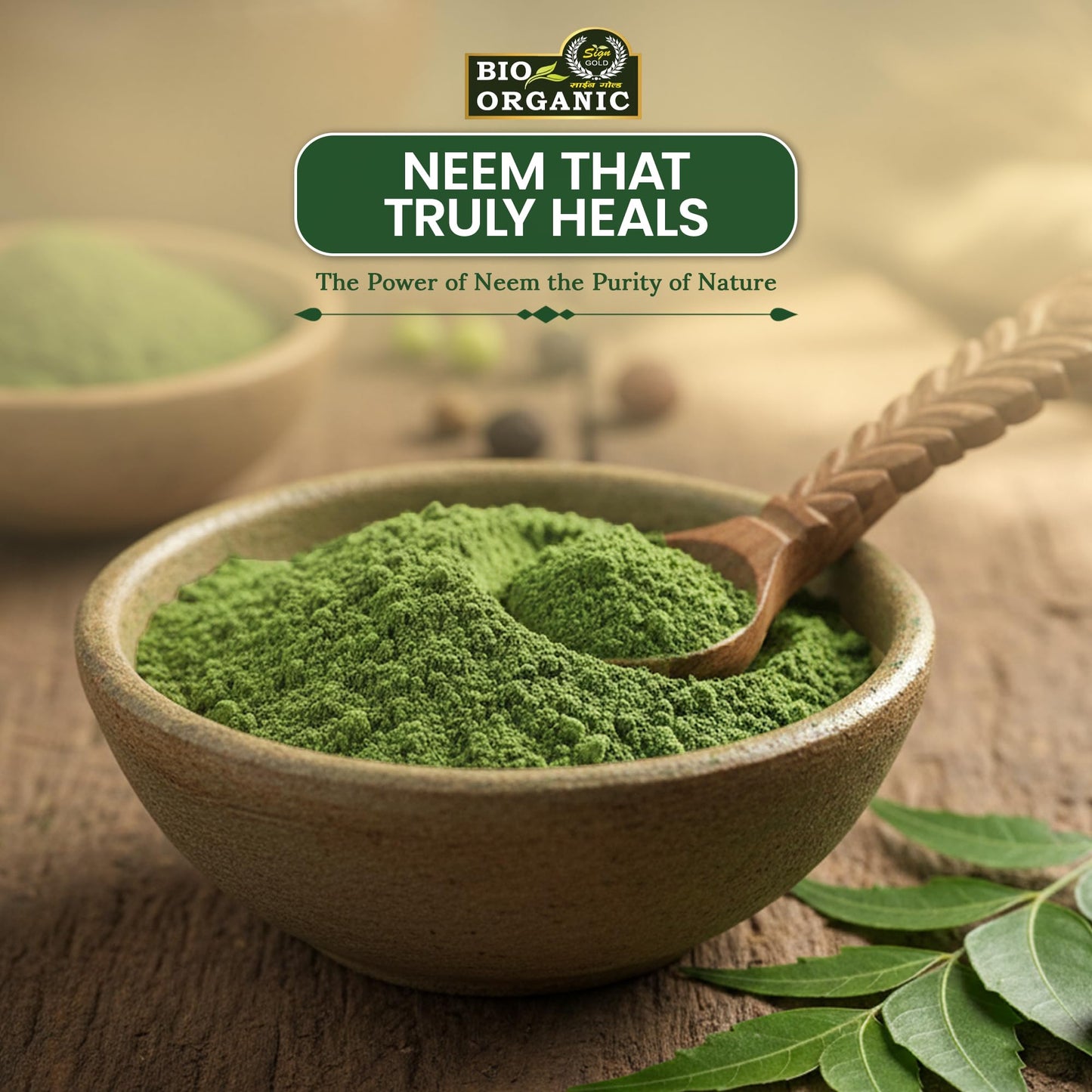 sign GOLD BIO ORGANIC Neem Powder for Beauty & Wellness