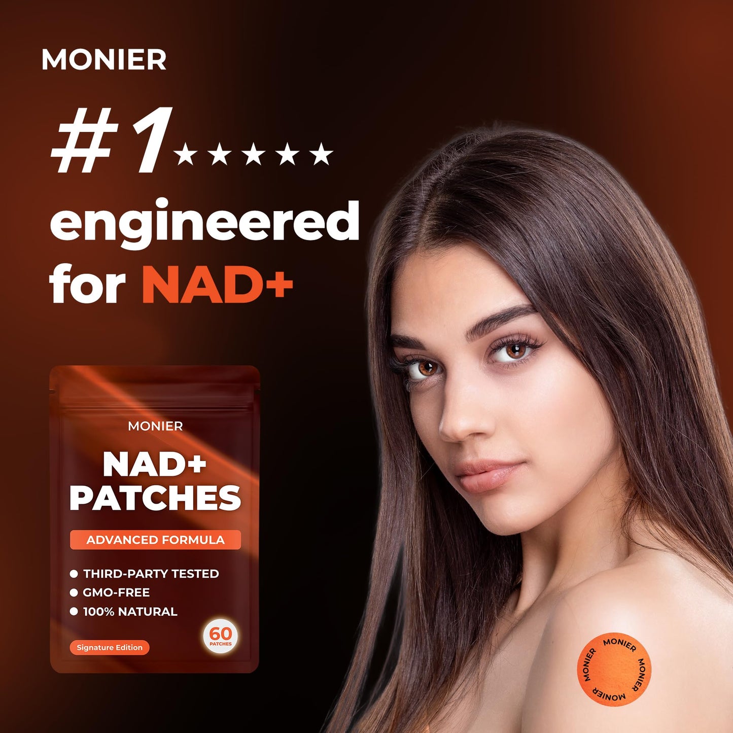 MONIER NAD Patches for Women & Men | NAD+ Patch for Energy & Healthy Aging | with CoQ10 & Nicotinamide | 60 Day Supply