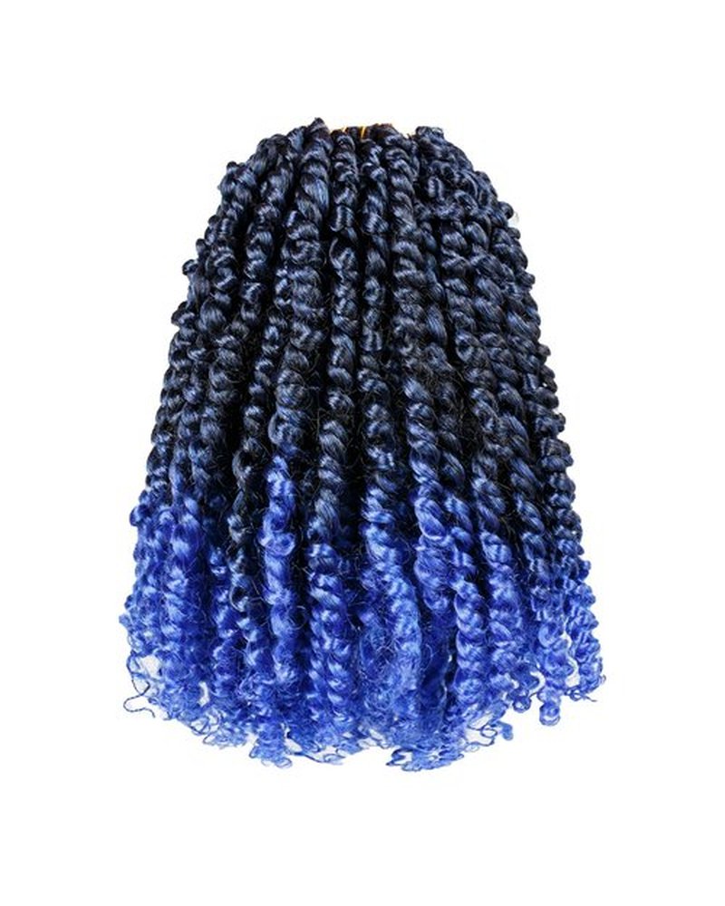 hahoness 10 Inch 8 Packs Pre Looped Passion Twist Crochet Hair for Black Women and Kids-Ombre Blue, Super Soft Bouncy Synthetic Braided Hair Extensions(10 Inch-8 Packs,T1B/Blue)