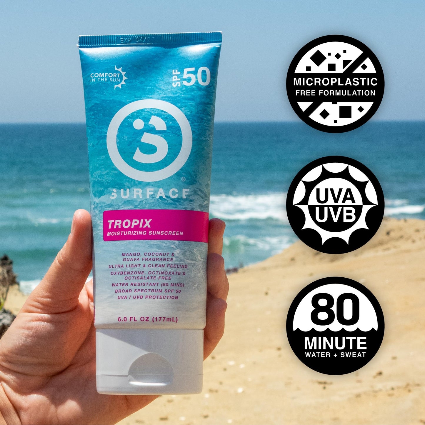 Surface TROPIX Sheer Touch Sunscreen Lotion-Oxybenzone, Octinoxate & Octisalate FREE - Hawaii 104 Reef Act Compliant – Water Resistant UVA/UVB Protection - 6oz - SPF 50-2 Count