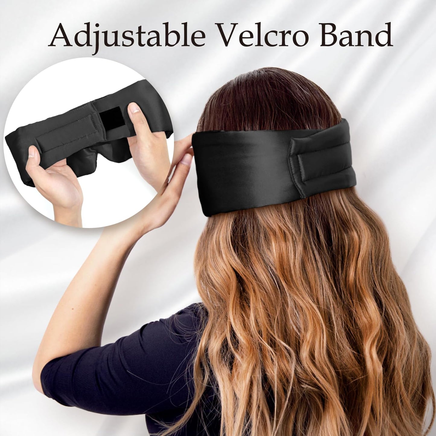 Loouforial Silk Eye Mask for Sleeping 2 Pack, 100% Natural Silk Sleep Masks for Women Men, Soft Pressureless Cooling Blackout Satin Eye Mask Fits All Heads with Adjustable Strap for Home & Travel