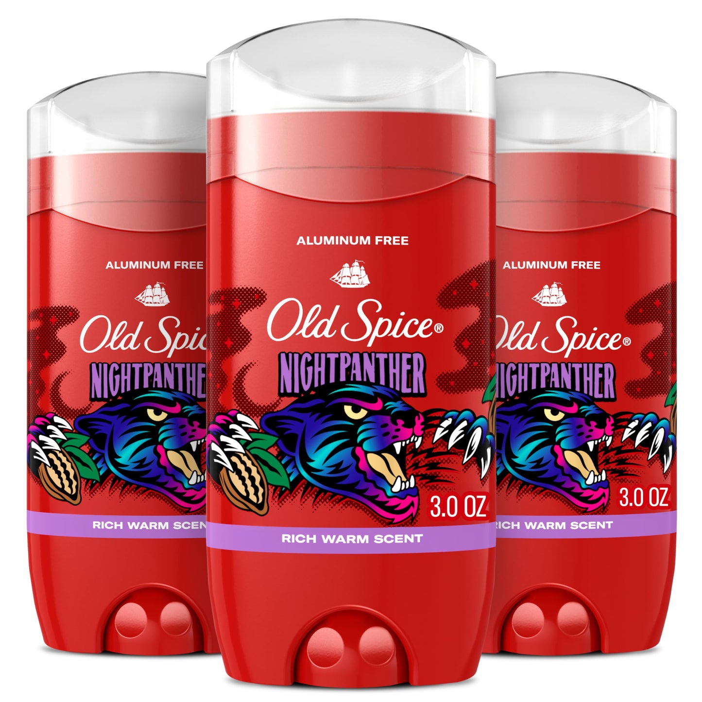 Old Spice Aluminum Free Deodorant for Men, 24/7 Odor Protection, 24/7 Freshness & Lasting Scent, Goes on Clear, NightPanther with Rich Warm Scent, 3.0 oz (Pack of 3)