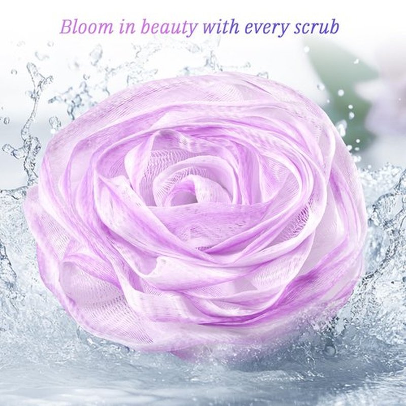 LAYUKI Bath Loofah Sponge,Bath Shower Loofah Sponge,Body Wash Sponge,Exfoliating Bath Sponge,Body Scrubber (Set of 2 Pieces,Purple and Grey)