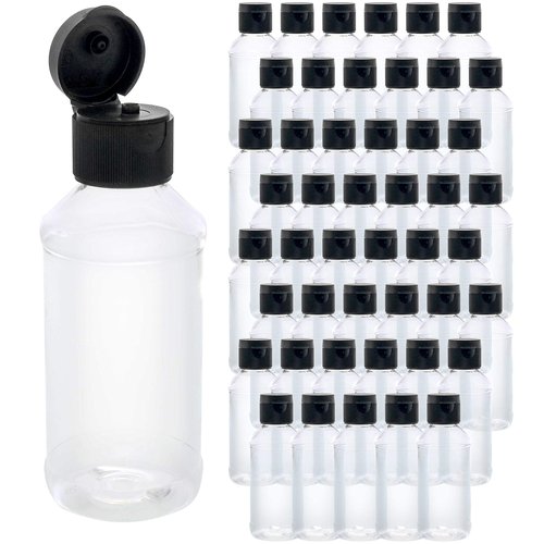 U.S. Art Supply 4 ounce Squeeze PET Plastic Bottles with Flip Cap - BPA-free, food safe, medical grade plastic, acrylic pouring paint Great For Hand Sanitizer (Pack of 48)