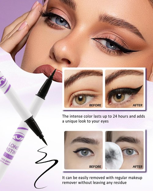 Brown Matte Liquid Eyeliner, Waterproof Long Lasting Eyeliner Pencil, Smudge Proof, Quick-Dry, Ultra-Fine Tip & Smooth Application, High Pigmented Eye Liner Pen Makeup for Women, Delineador De Ojos-02