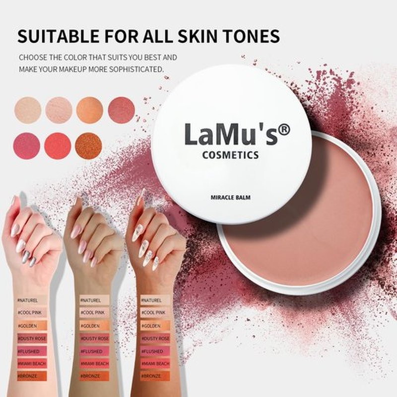 Lamu's Cosmetics Moisturizing Miracle Balm, Multi Glow Balm,Face Balm, Face Blush Cream Blush for Cheeks,Radiant Finish, Hydrating,Natural Glow,Shimmer Balm 50g/ 1.75 Oz (NATUREL)