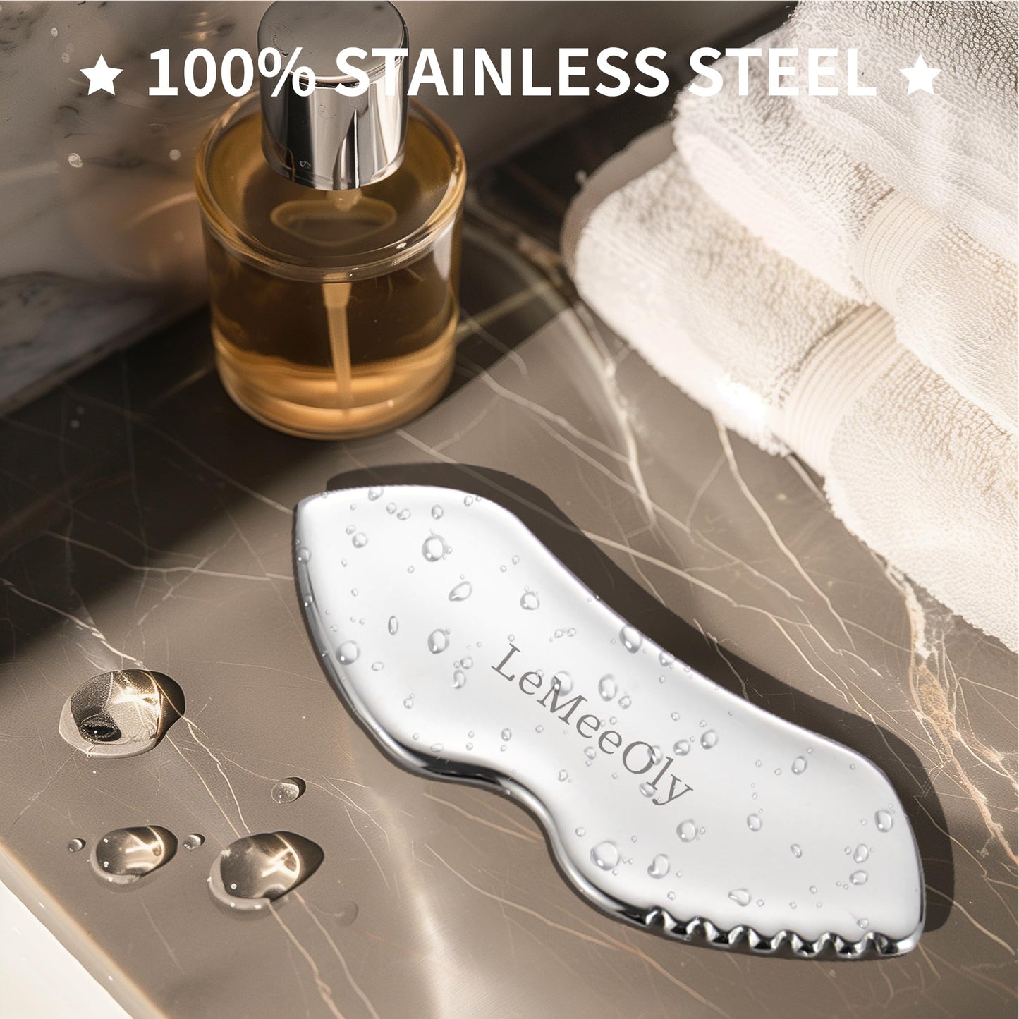 LeMeeOly Stainless Steel Gua Sha Facial Tools Metal GuaSha Tool for Face Neck, Detailer Gua Sha Lymphatic Drainage Reduce Wrinkles Face Massage Tool, Gift for Women (Guasha & Face Roller)