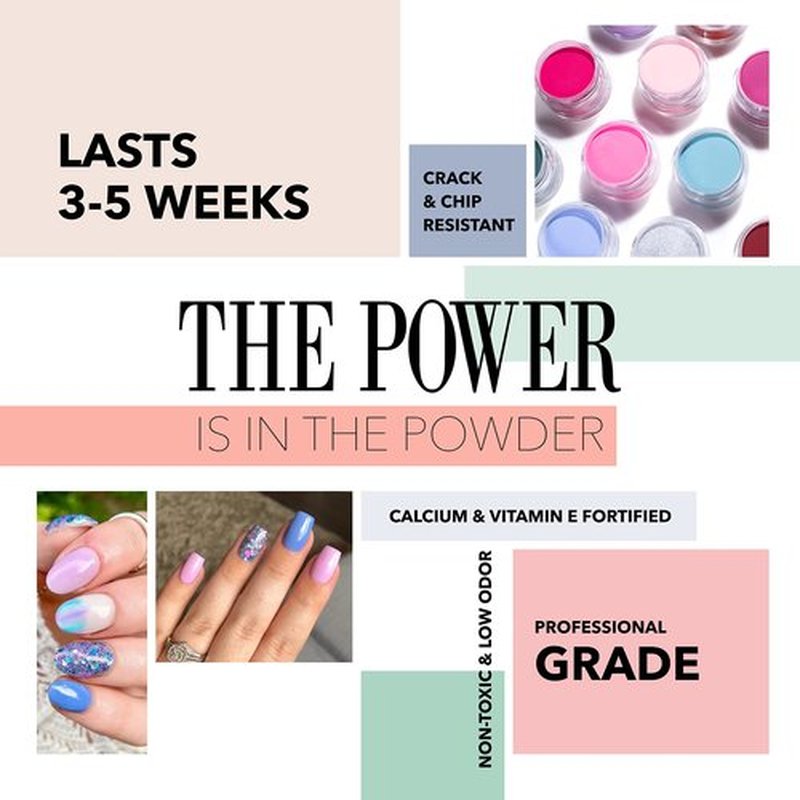 Revel Nail Dip Powder - Blue Powder Dip Nail Polish, Chip Resistant Dip Nail Powder with Vitamin E and Calcium, DIY Manicure, Agave