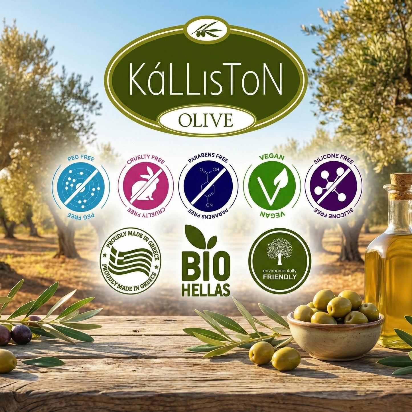 Kalliston, Natural Soap, Extra Virgin Olive Oil Soap Bars, Fragrance Free, All Natural for Smooth Skin, Hypoallergenic, Cruelty Free, Handcrafted in Crete, Greece, Pack of 4