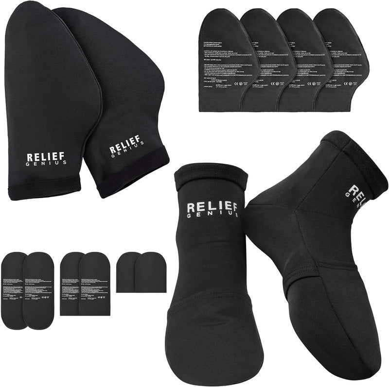 Cold Therapy Socks & Hand Ice Pack Cooling Gloves - Chemotherapy Relief for Neuropathy | Large Size