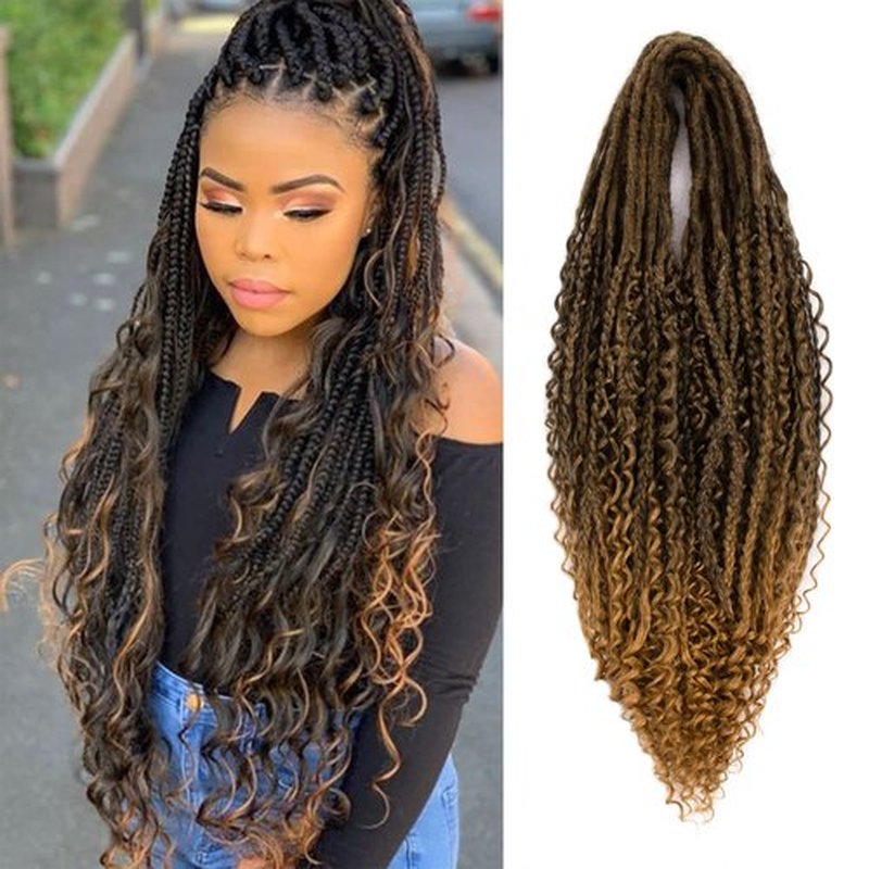 Boho Dreadlock Extensions Synthetic Double Ended with Bohemian Box Braids 24inch 20 Strands Thin 0.6CM Handmade Hippie Viking DE Dreadlock Extensions(Boho Box 20Strands,1B/27)