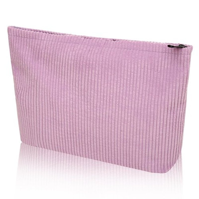 Wudimeitt Cosmetic bag Makeup bag Preppy Cute Corduroy Toiletry bag for women travel essentials (purple)